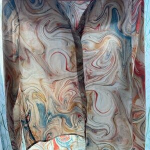 Swirl Pattern Sheer Blouse